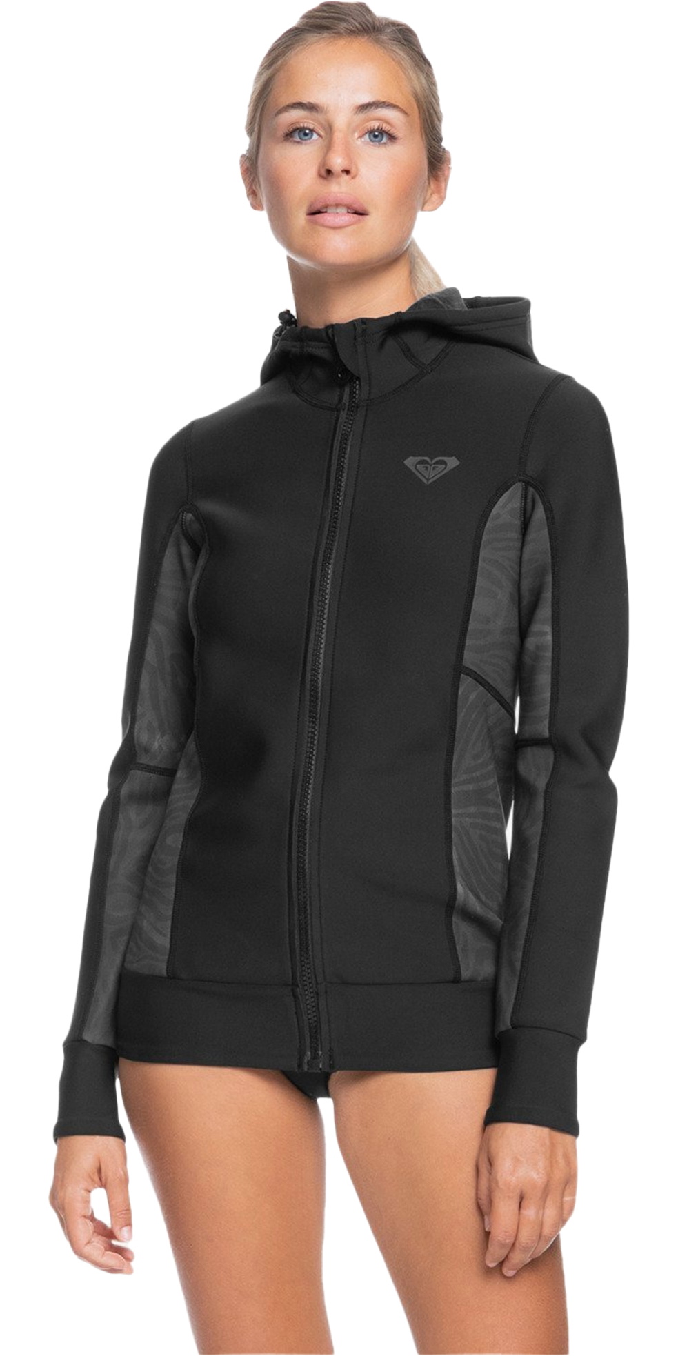 2022 Roxy Womens Syncro 1mm Front Zip Paddle Jacket ERJW803022 Black Jet Black